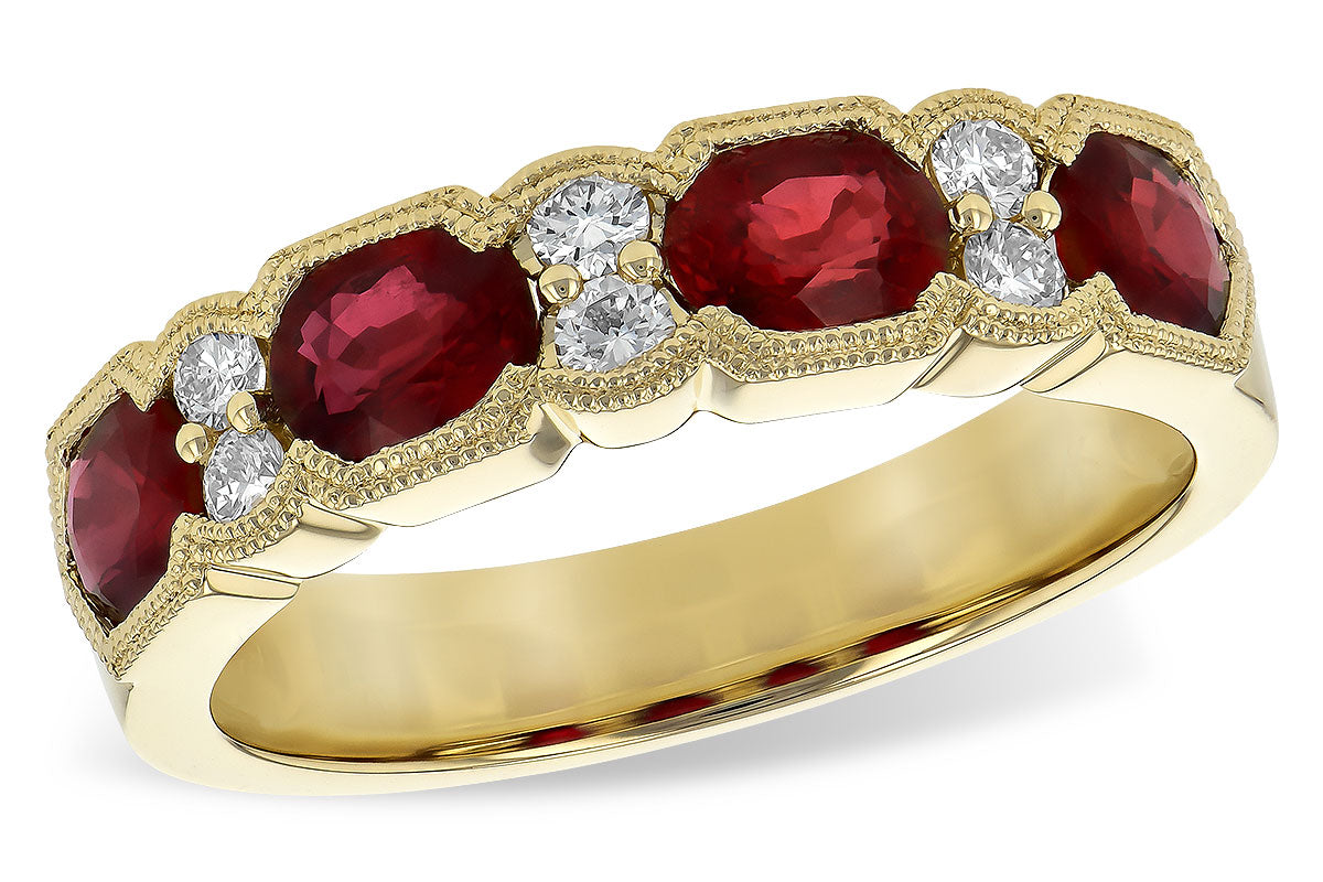 Allison Kaufman Ruby & Diamond Wedding Band in 14K Yellow Gold, 1.84 ctw
