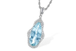 Allison Kaufman Aquamarine & Diamond Necklace in 14K White Gold, 4.20 ctw