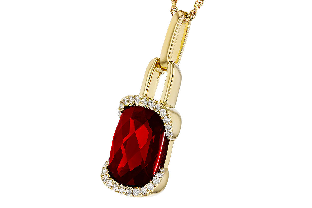 Allison Kaufman Garnet & Diamond Necklace in 14K Yellow Gold, 4.45 ctw, alternate view