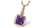 Allison Kaufman Amethyst & Diamond Necklace in 14K Rose Gold, 1.24 ctw