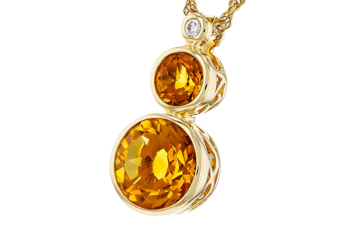 Allison Kaufman Citrine & Diamond Necklace in 14K Yellow Gold, 2.05 ctw, alternate view
