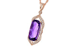 Allison Kaufman Amethyst & Diamond Necklace in 14K Rose Gold, 5.30 ctw, alternate view