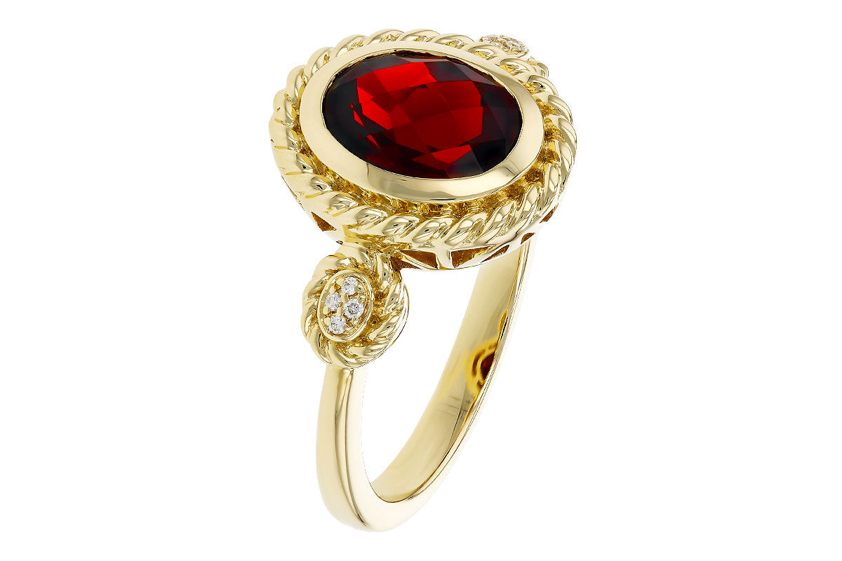 Allison Kaufman Garnet & Diamond Ring in 14K Yellow Gold, 2.12 ctw, alternate view