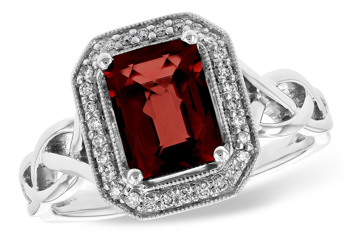Allison Kaufman Garnet & Diamond Ring in 14K White Gold, 2.00 ctw