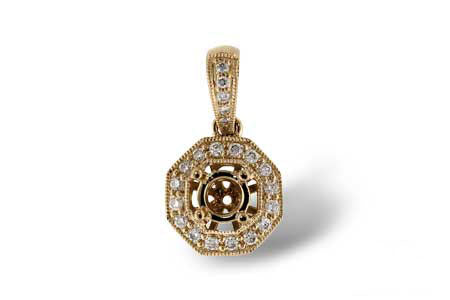 Allison Kaufman Diamond Pendant Semi-Mount in 14K Yellow Gold, 0.11 ctw