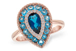 Allison Kaufman Blue Topaz & Diamond Ring in 14K Rose Gold, 1.60 ctw