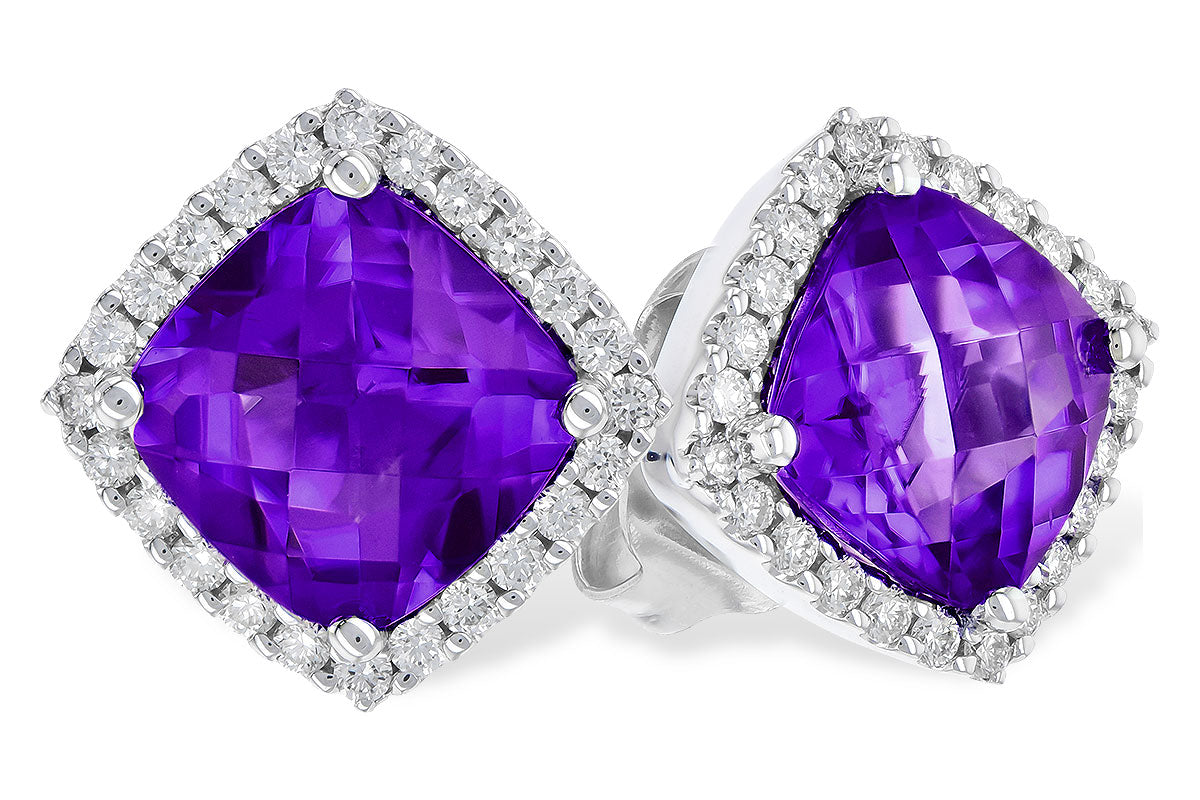 Allison Kaufman Amethyst & Diamond Earrings in 14K White Gold, 1.85 ctw