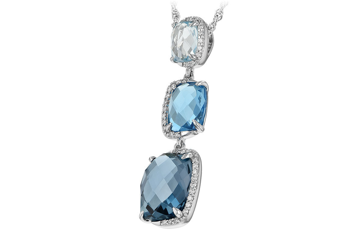Allison Kaufman Blue Topaz & Diamond Necklace in 14K White Gold, 8.89 ctw, alternate view