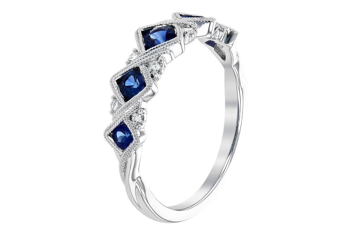 Allison Kaufman Sapphire & Diamond Wedding Band in 14K White Gold, 0.65 ctw, alternate view