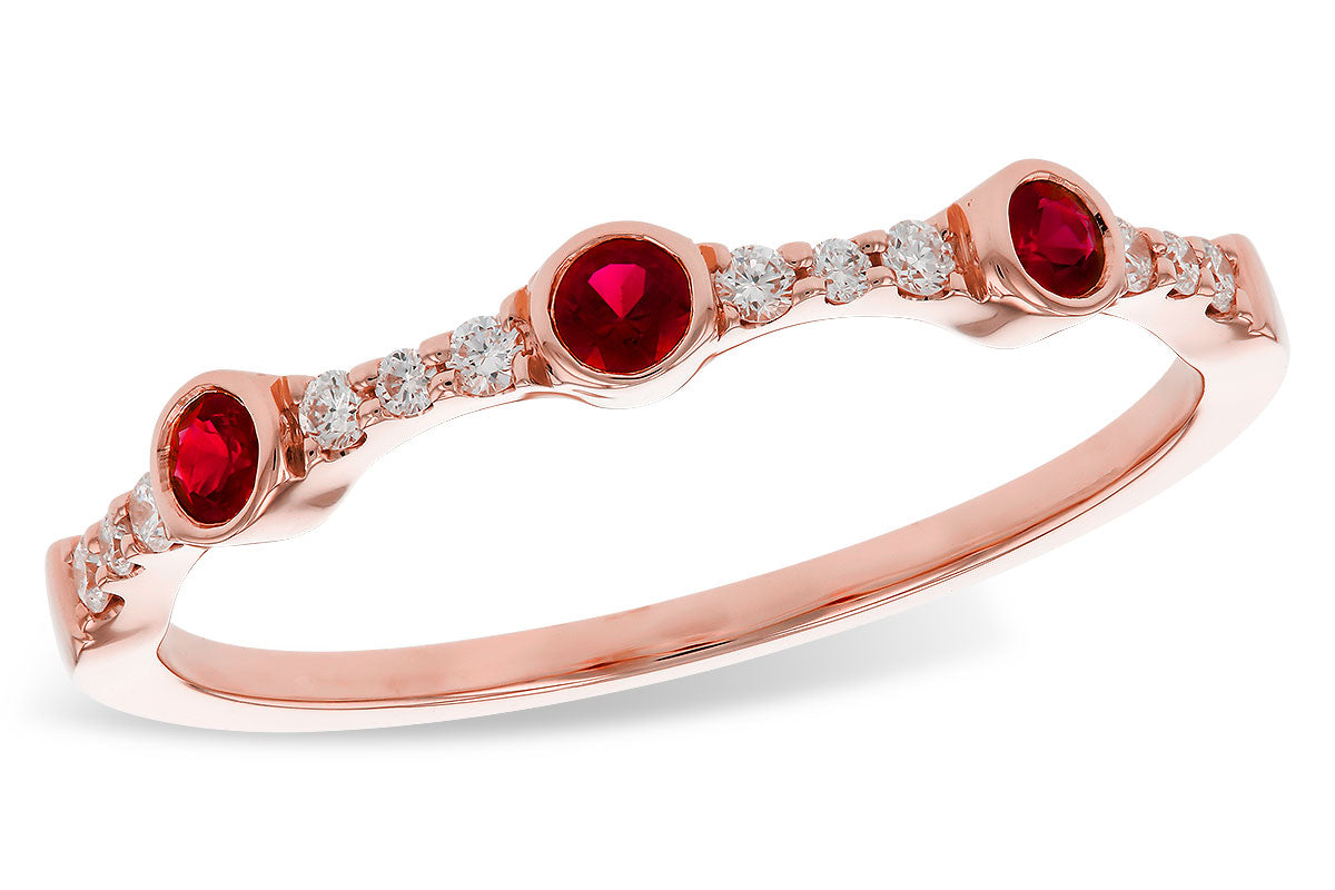 Allison Kaufman Ruby & Diamond Wedding Band in 14K Rose Gold, 0.24 ctw (W2627)