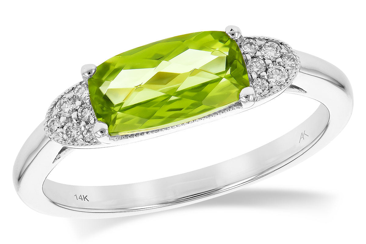Allison Kaufman Peridot & Diamond Ring in 14K White Gold, 1.40 ctw