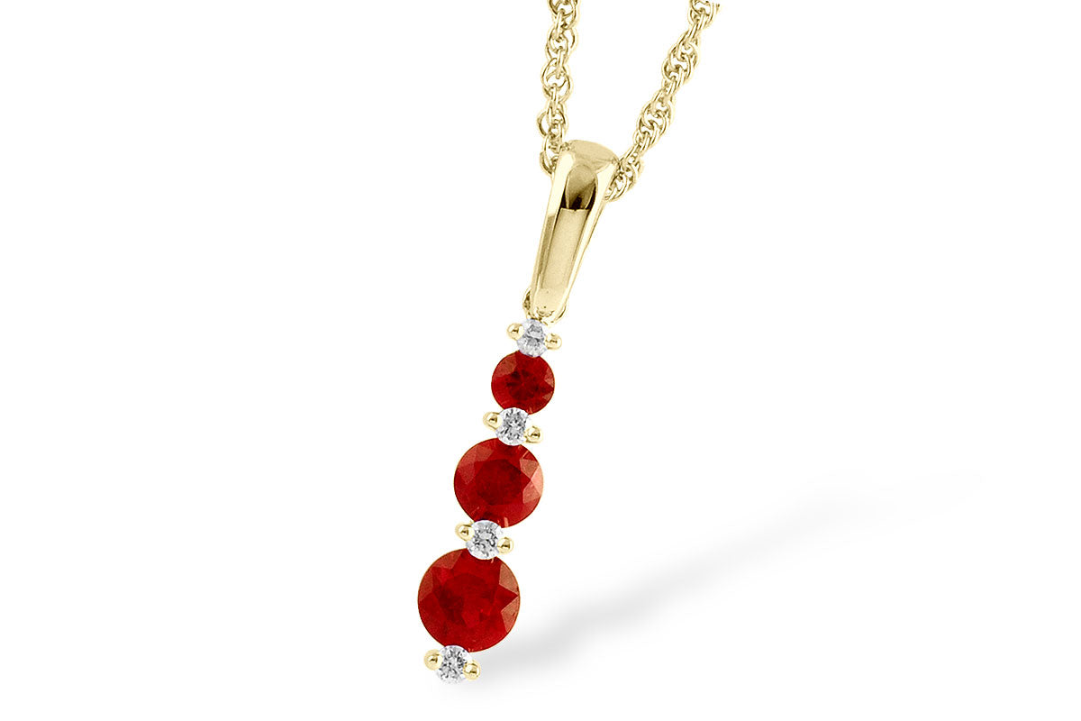 Allison Kaufman Ruby & Diamond Necklace in 14K Yellow Gold, 0.60 ctw