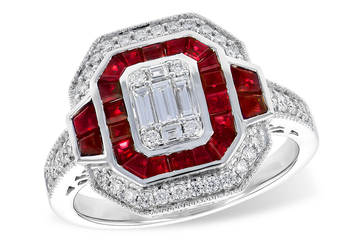 Allison Kaufman Ruby & Diamond Ring in 14K White Gold, 1.42 ctw