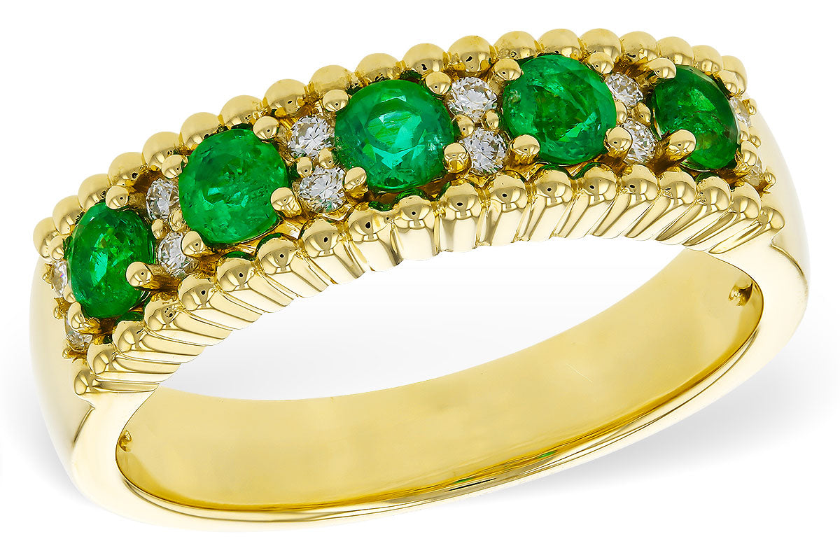Allison Kaufman Emerald & Diamond Wedding Band in 14K Yellow Gold, 0.60 ctw