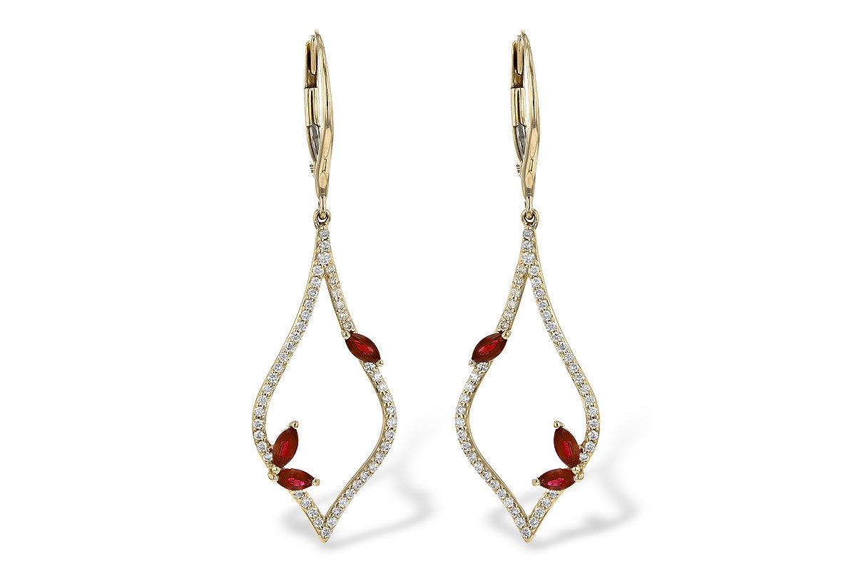 Allison Kaufman Ruby & Diamond Earrings in 14K Yellow Gold, 0.95 ctw