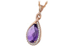 Allison Kaufman Amethyst & Diamond Necklace in 14K Rose Gold, 4.10 ctw, alternate view