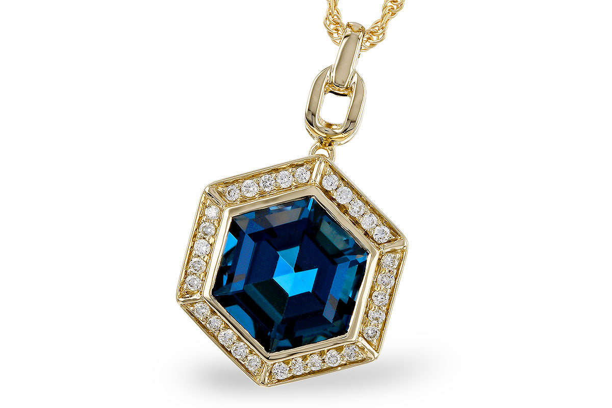 Allison Kaufman London Blue Topaz & Diamond Necklace in 14K Yellow Gold, 3.55 ctw