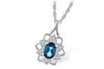 Allison Kaufman Blue Topaz & Diamond Necklace in 14K White Gold, 0.56 ctw