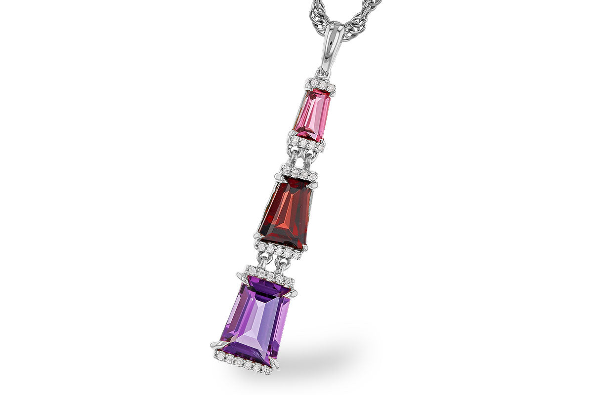 Allison Kaufman Multi-Gemstone & Diamond Necklace in 14K White Gold, 2.37 ctw