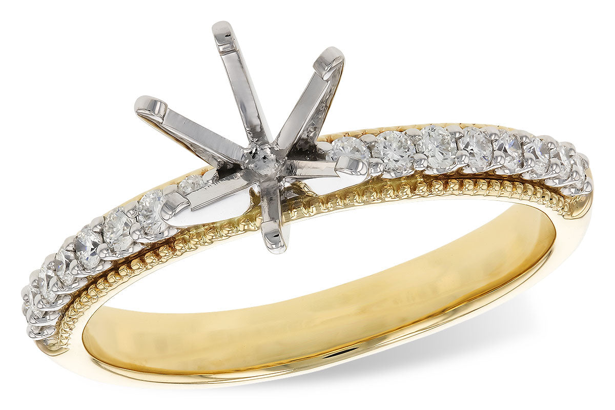 Allison Kaufman Diamond Engagement Ring Semi-Mount in 14K Yellow & White Gold, 0.24 ctw (L7872)