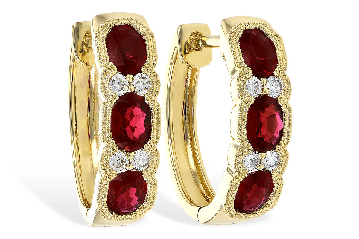 Allison Kaufman Ruby & Diamond Earrings in 14K Yellow Gold, 1.45 ctw
