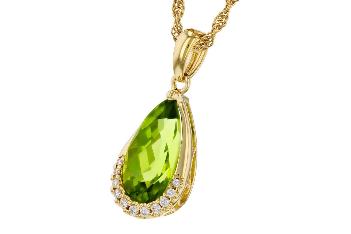 Allison Kaufman Peridot & Diamond Necklace in 14K Yellow Gold, 2.00 ctw (N8811), alternate view