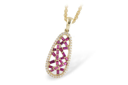 Allison Kaufman Ruby & Diamond Necklace in 14K Yellow Gold, 0.52 ctw
