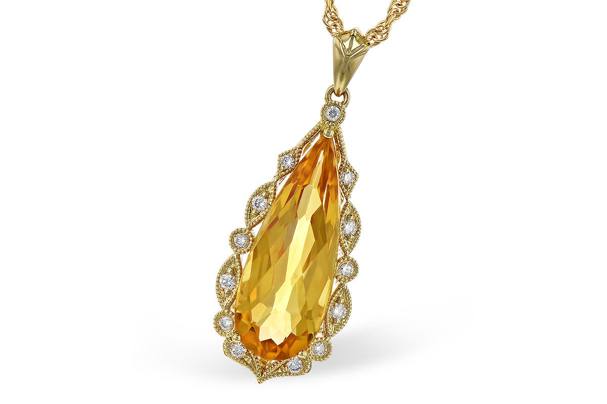 Allison Kaufman Citrine & Diamond Necklace in 14K Yellow Gold, 3.50 ctw