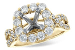 Allison Kaufman Diamond Engagement Ring Semi-Mount in 14K Yellow Gold, 1.50 ctw