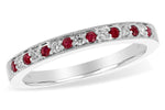 Allison Kaufman Ruby & Diamond Wedding Band in 14K White Gold, 0.21 ctw