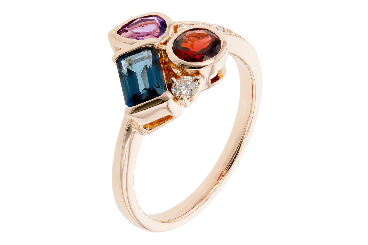 Allison Kaufman Multi-Gemstone & Diamond Ring in 14K Rose Gold, 1.30 ctw, alternate view