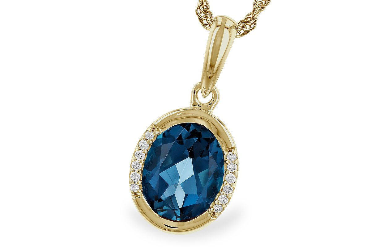 Allison Kaufman London Blue Topaz & Diamond Necklace in 14K Yellow Gold, 1.93 ctw
