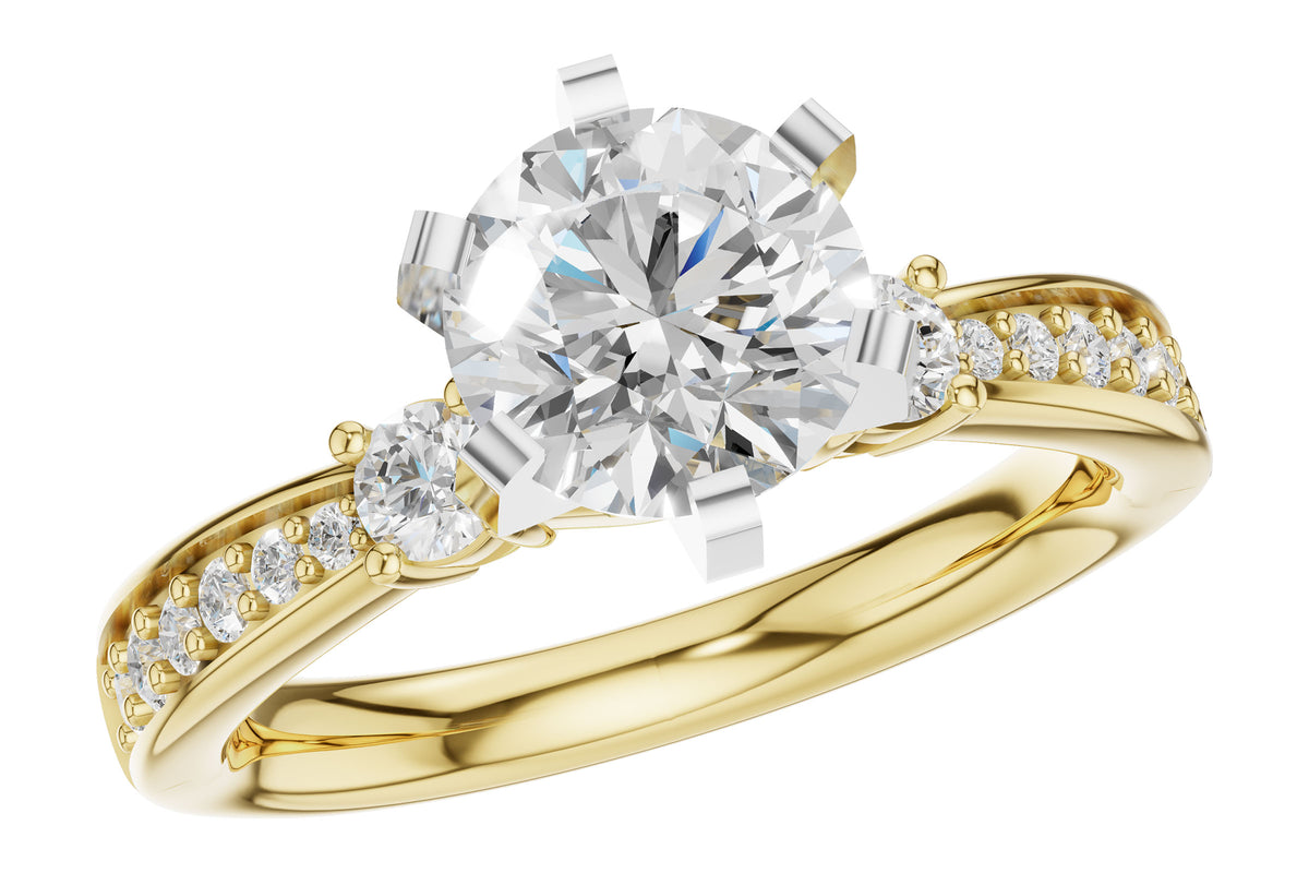 Allison Kaufman Diamond Engagement Ring Semi-Mount in 14K Yellow Gold, 0.32 ctw
