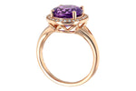 Allison Kaufman Amethyst & Diamond Ring in 14K Rose Gold, 3.77 ctw, alternate view