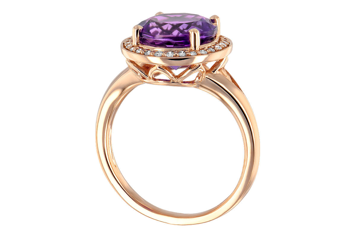 Allison Kaufman Amethyst & Diamond Ring in 14K Rose Gold, 3.77 ctw, alternate view