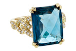 Allison Kaufman London Blue Topaz & Diamond Ring in 14K Yellow Gold, 9.60 ctw
