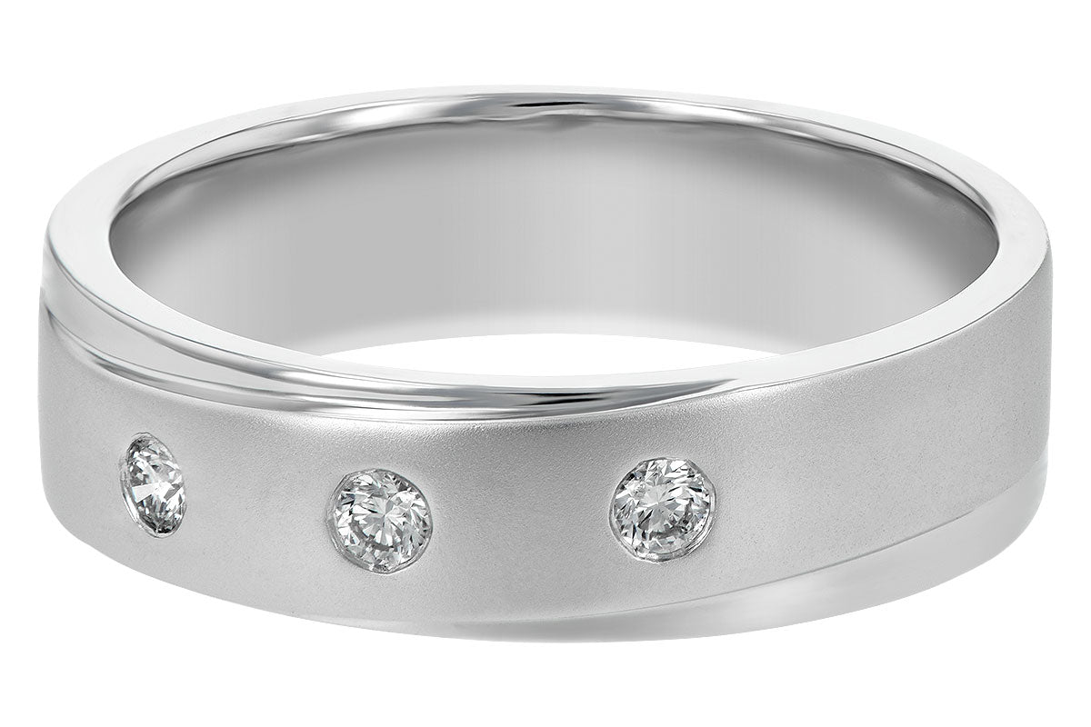 Allison Kaufman Diamond Men's Wedding Band in 14K White Gold, 0.13 ctw, alternate view
