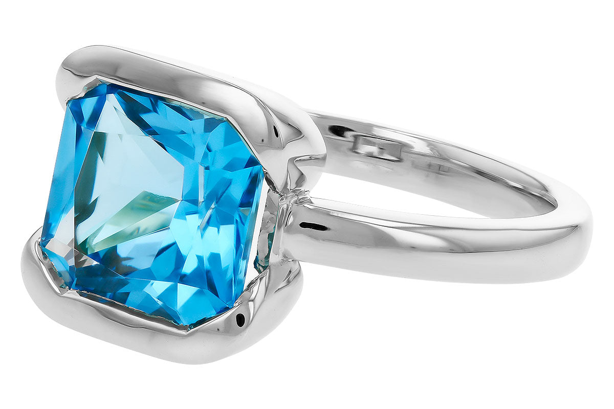 Allison Kaufman Blue Topaz Ring in 14K White Gold, 3.50 ctw, alternate view
