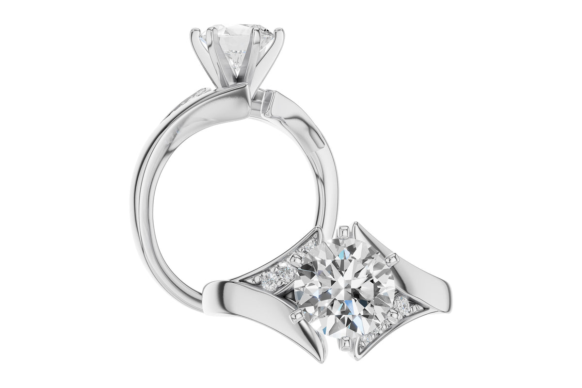 Allison Kaufman Diamond Engagement Ring Semi-Mount in 14K White Gold, 0.06 ctw, alternate view