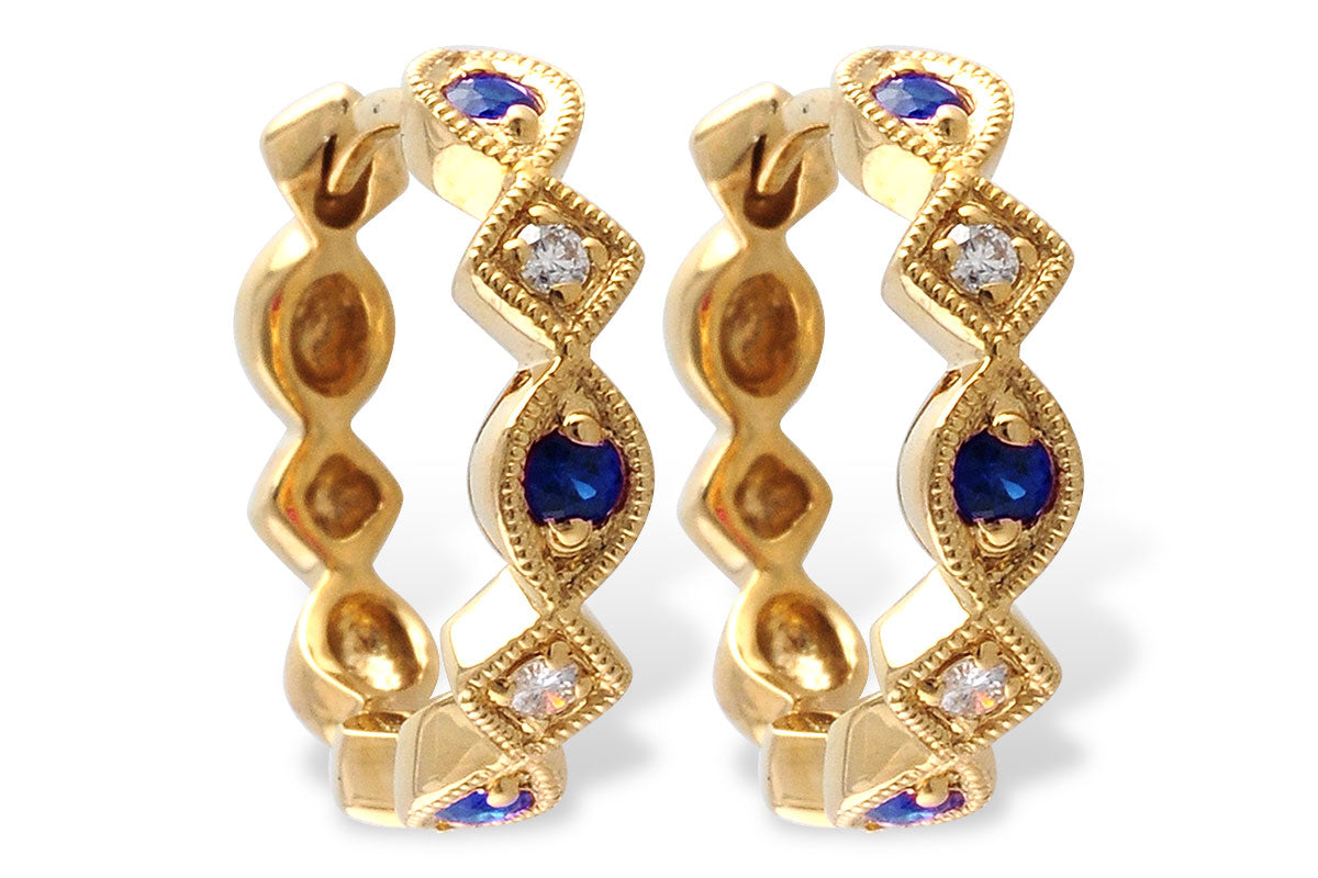 Allison Kaufman Sapphire & Diamond Earrings in 14K Yellow Gold, 0.25 ctw