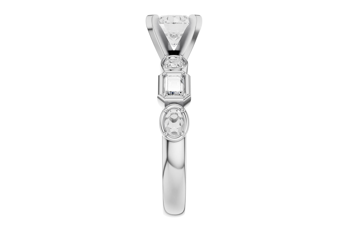 Allison Kaufman Fancy-Cut Diamond Engagement Ring Semi-Mount in 14K White Gold, 0.45 ctw, alternate view