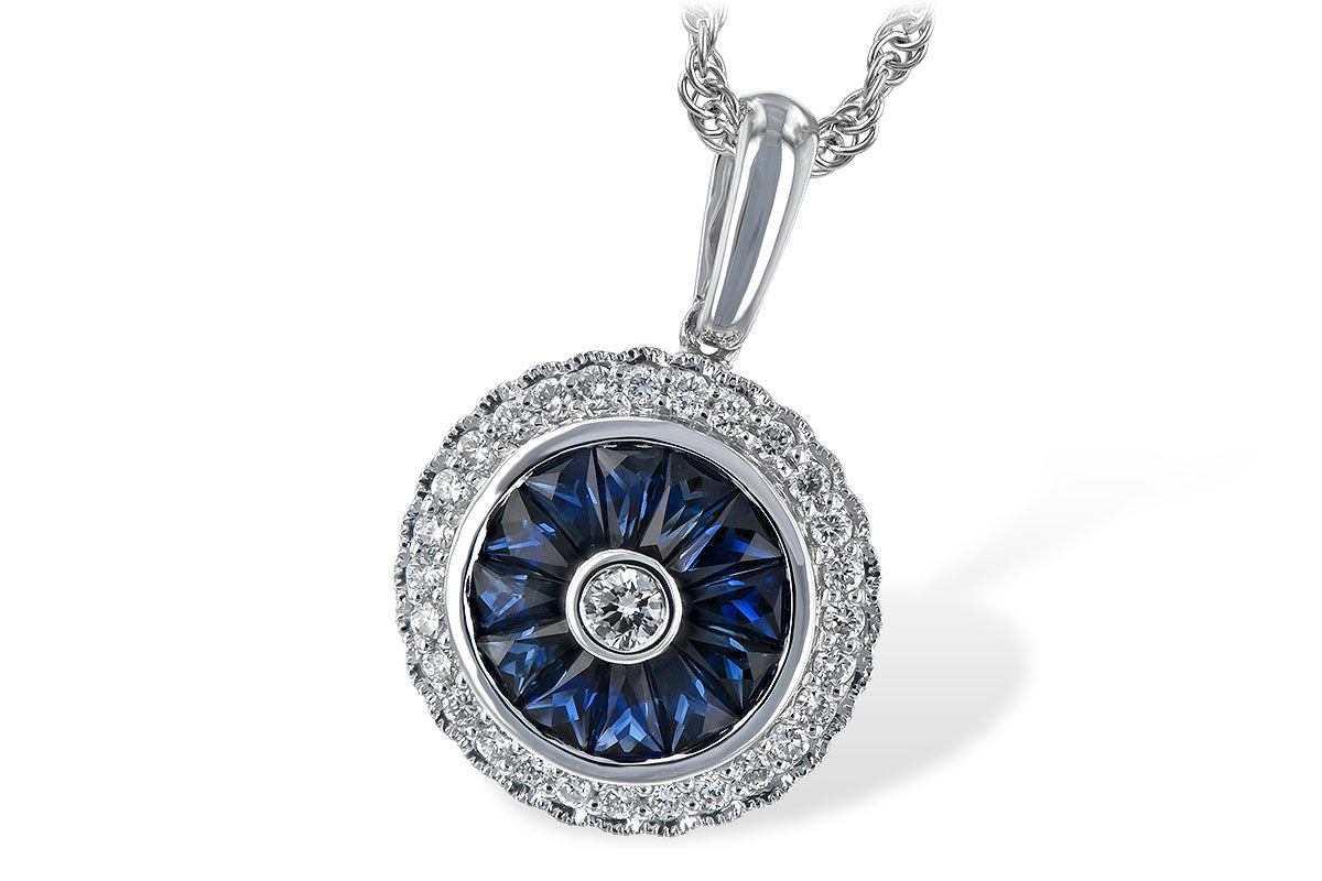 Allison Kaufman Sapphire & Diamond Necklace in 14K White Gold, 0.95 ctw