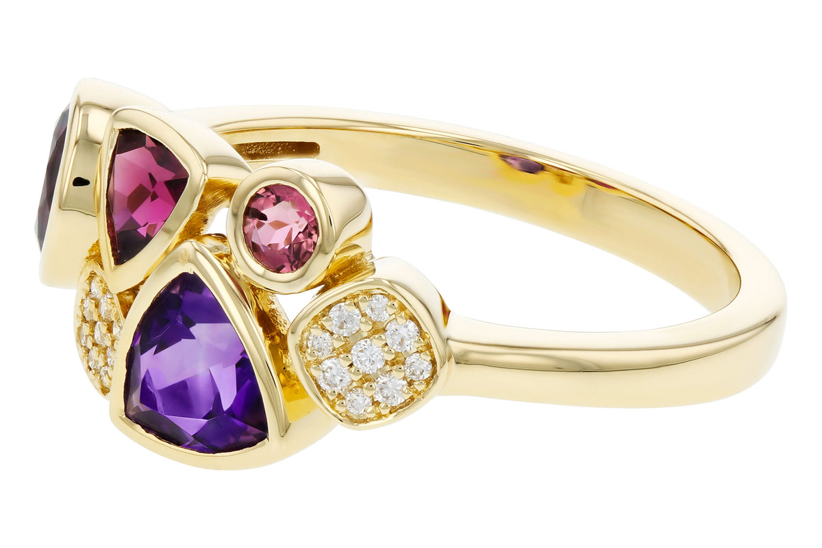 Allison Kaufman Multi-Gemstone & Diamond Ring in 14K Yellow Gold, 1.40 ctw, alternate view