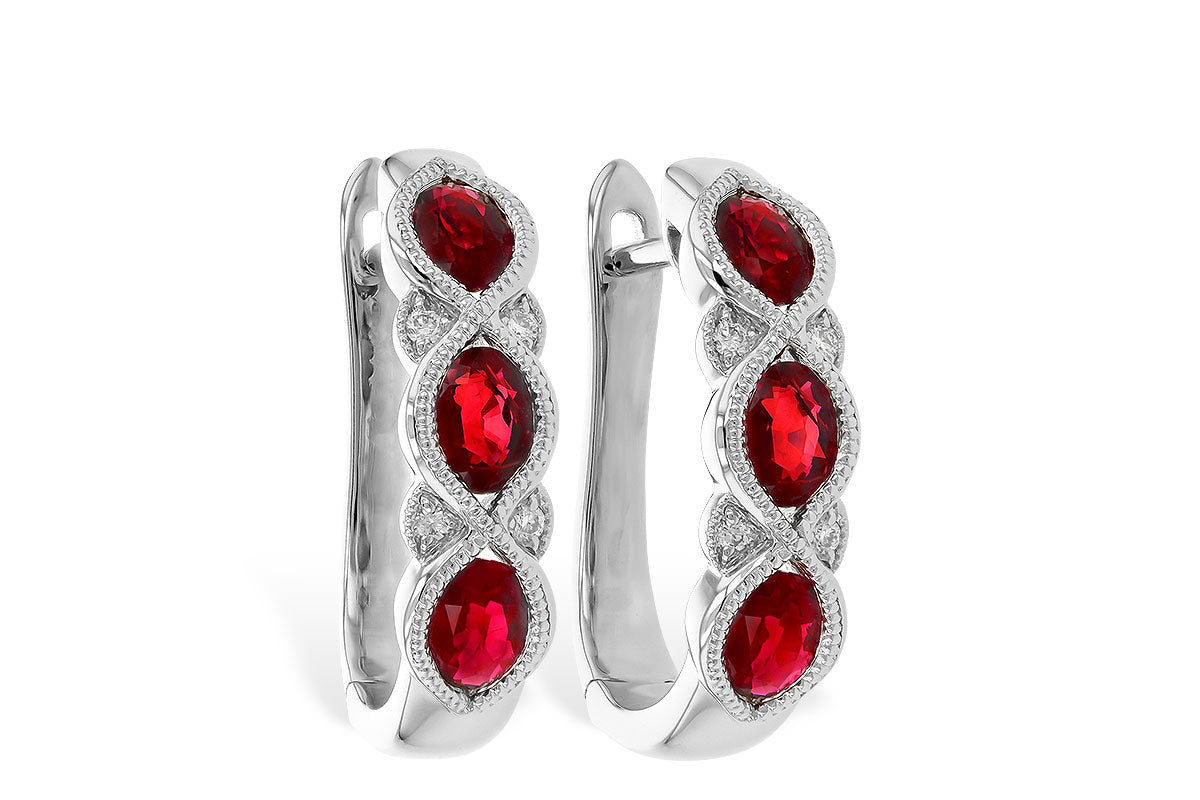 Allison Kaufman Ruby & Diamond Earrings in 14K White Gold, 1.25 ctw