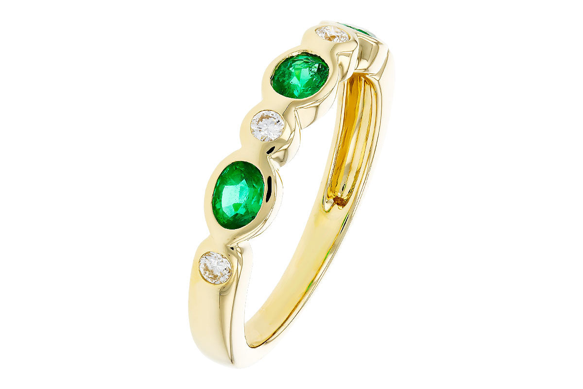 Allison Kaufman Emerald & Diamond Wedding Band in 14K Yellow Gold, 0.56 ctw, alternate view