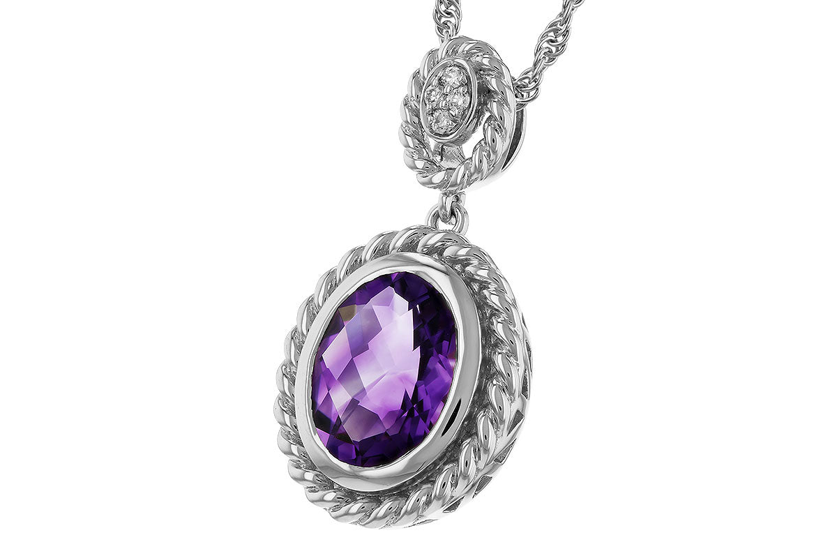 Allison Kaufman Amethyst & Diamond Necklace in 14K White Gold, 1.40 ctw, alternate view