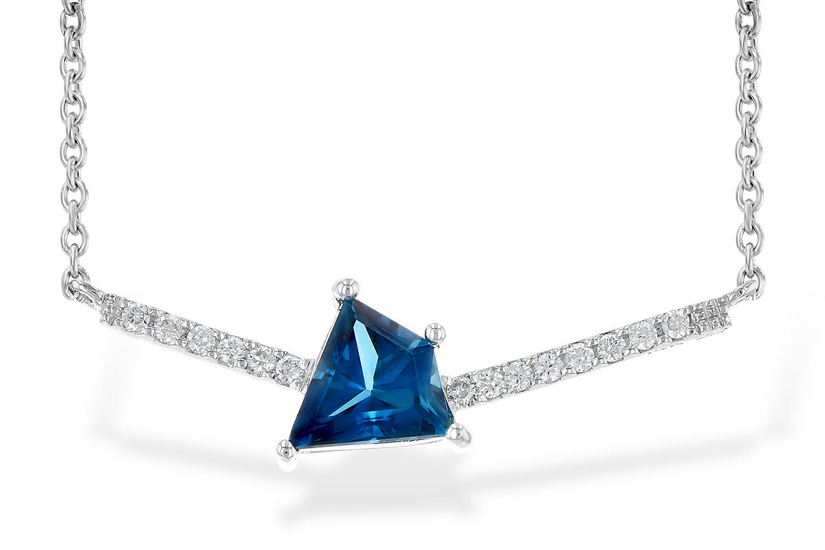 Allison Kaufman London Blue Topaz & Diamond Necklace in 14K White Gold, 0.95 ctw
