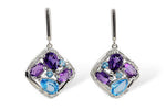 Allison Kaufman Amethyst, Blue Topaz & Diamond Earrings in 14K White Gold, 2.66 ctw