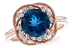 Allison Kaufman London Blue Topaz & Diamond Ring in 14K Rose Gold, 3.05 ctw