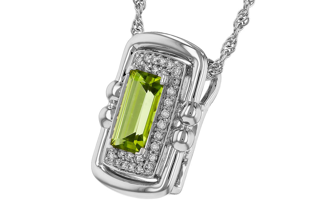 Allison Kaufman Peridot & Diamond Necklace in 14K White Gold, 0.84 ctw, alternate view